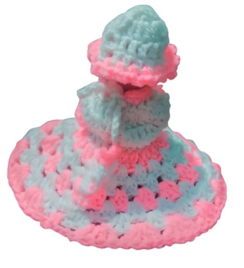 Laddu Gopal Tharad Dress Size: 0 To 6 (White-Baby Pink)