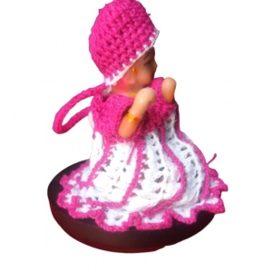 Generic Laddu Gopal Tharad Dress Size: 0 To 6 (Pink-White)