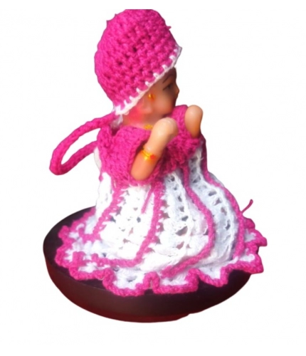 Laddu Gopal Tharad Dress Size: 0 To 6 (Pink-White)