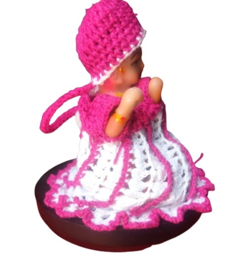 Laddu Gopal Tharad Dress Size: 0 To 6 (Pink-White)
