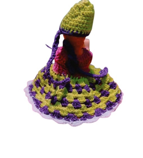 Laddu Gopal Tharad Dress Size: 0 To 6 (Yellow-Blue)