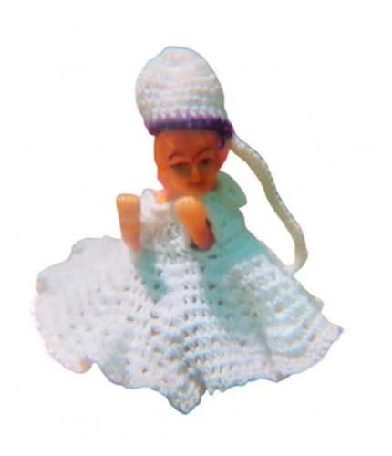 Laddu Gopal Tharad Dress Size: 0 To 6 (White-Lavender)