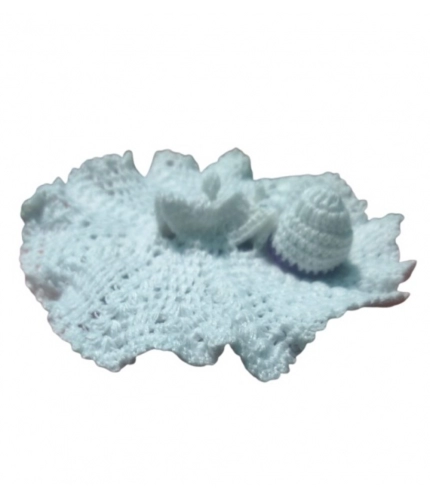Laddu Gopal Tharad Dress Size: 0 To 6 (White-Lavender)