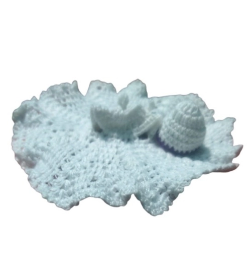 Laddu Gopal Tharad Dress Size: 0 To 6 (White-Lavender)