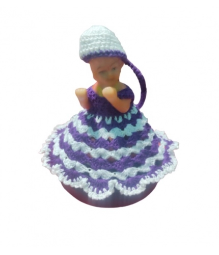 Laddu Gopal Tharad Dress Size: 0 To 6 (White-Lavender)