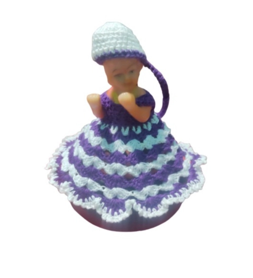 Laddu Gopal Tharad Dress Size: 0 To 6 (White-Lavender)