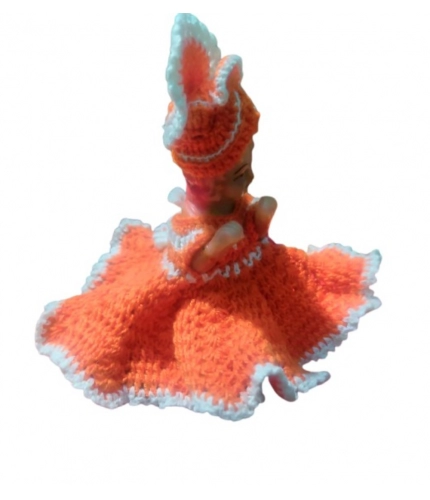 Laddu Gopal Tharad Dress Size: 0 To 6 (Orange-White)
