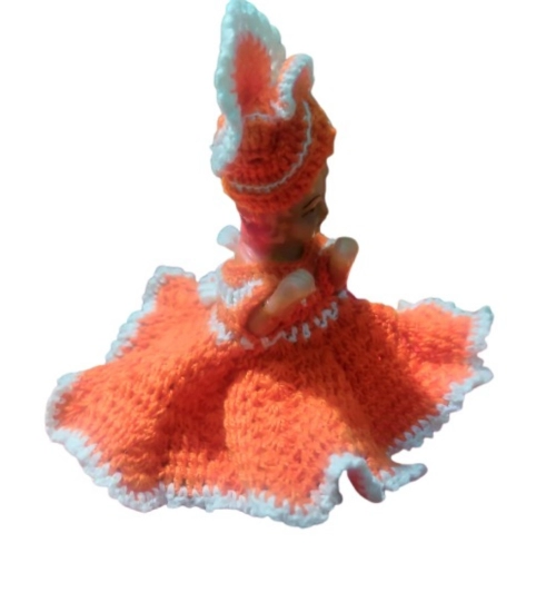 Laddu Gopal Tharad Dress Size: 0 To 6 (Orange-White)