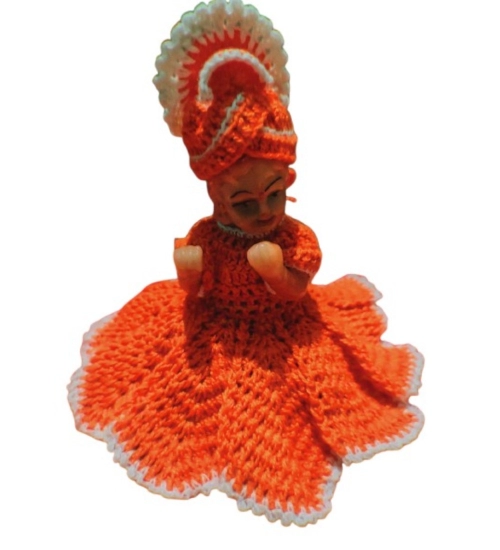 Laddu Gopal Tharad Dress Size: 0 To 6 (Orange)