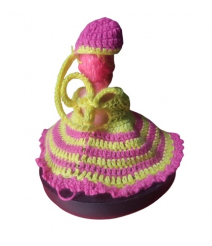 Laddu Gopal Tharad Dress Size: 0 To 6 (Pink-Yellow)