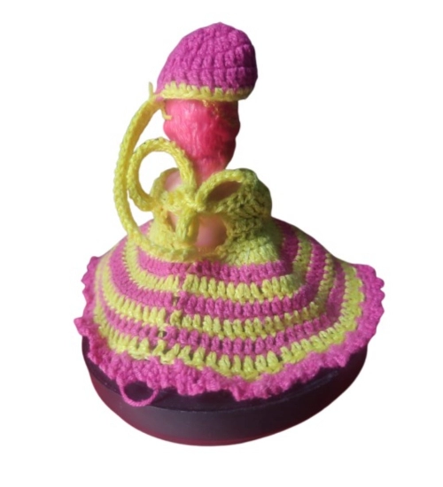 Laddu Gopal Tharad Dress Size: 0 To 6 (Pink-Yellow)