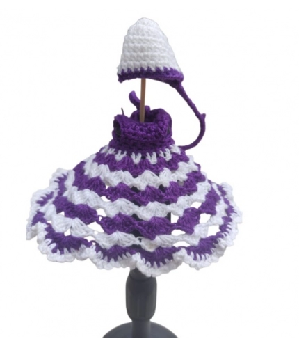 Laddu Gopal Tharad Dress Size: 0 To 6 (White-Lavender)