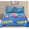 Dropship Cotton Printed Queen Size Bedsheet With 2 Pillow Covers (Blue, 90x100 Inch)
