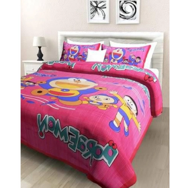 Dropship Cotton Printed Queen Size Bedsheet With 2 Pillow Covers (Pink, 90x100 Inch)
