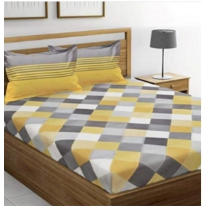 Generic Cotton Printed Queen Size Bedsheet With 2 Pillow Covers (Yellow, 90x100 Inch)