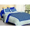 Dropship Cotton Printed Queen Size Bedsheet With 2 Pillow Covers (Blue, 90x100 Inch)