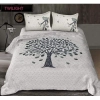 Dropship Cotton Printed Queen Size Bedsheet With 2 Pillow Covers (White, 90x100 Inch)
