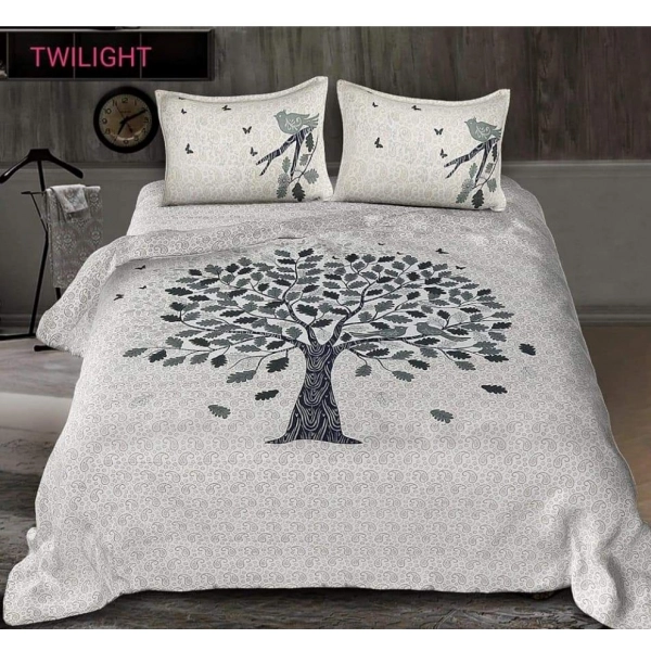 Dropship Cotton Printed Queen Size Bedsheet With 2 Pillow Covers (White, 90x100 Inch)