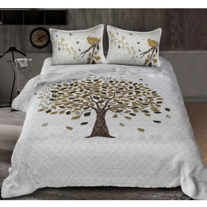 Generic Cotton Printed Queen Size Bedsheet With 2 Pillow Covers (White, 90x100 Inch)