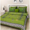 Dropship Cotton Printed Queen Size Bedsheet With 2 Pillow Covers (Green, 90x100 Inch)