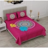 Dropship Cotton Printed Queen Size Bedsheet With 2 Pillow Covers (Pink, 90x100 Inch)