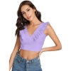 Women's Polyester Solid Sleeveless Shoulder Straps Top (Purple)
