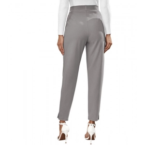 Generic Women's Polyester Solid With Pocket Pant (Grey)