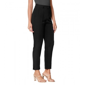 Generic Women's Polyester Solid With Pocket Pant (Black)