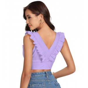 Generic Women's Polyester Solid Sleeveless Shoulder Straps Top (Purple)