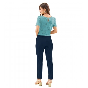 Generic Women's Polyester Solid With Pocket Pant (Blue)