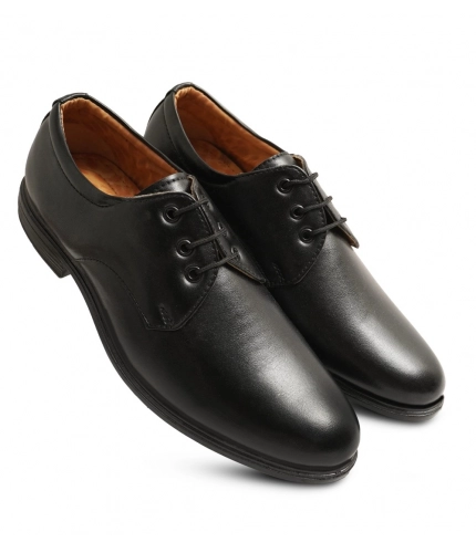 Men's Casual Faux Leather Solid Lace-Up Formal Shoes (Black)