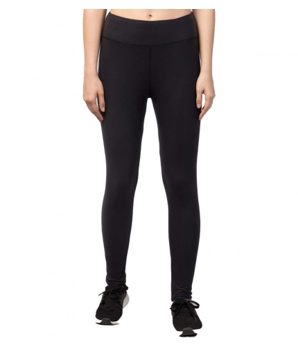 Women's Polyester Solid Ankle Length High-Rise Tights (Black)
