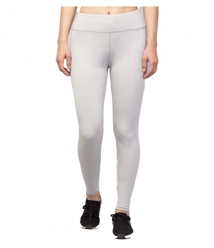 Women's Polyester Solid Ankle Length High-Rise Tights (Light Grey)