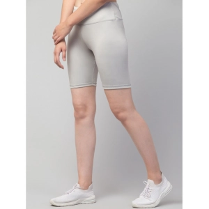 Generic Women's Polyester Solid Above Knee High-Rise Shorts (Grey)