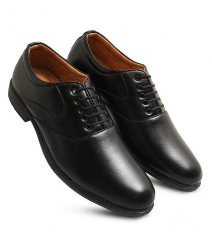 Men's Casual Faux Leather Solid Lace-Up Formal Shoes (Black)