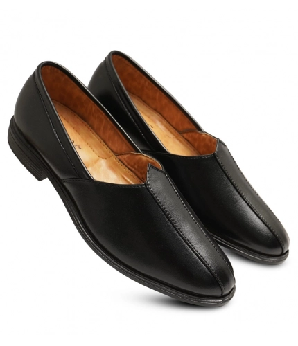 Men's Casual Faux Leather Solid Slip-on Formal Shoes (Black)