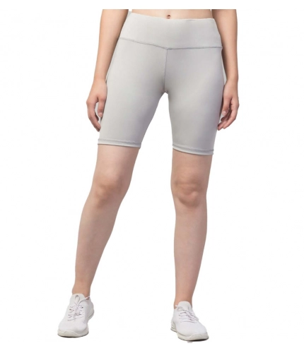 Women's Polyester Solid Above Knee High-Rise Shorts (Grey)