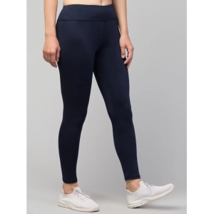 Generic Women's Polyester Solid Ankle Length High-Rise Tights (Navy)