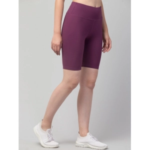 Generic Women's Polyester Solid Above Knee High-Rise Shorts (Purple)
