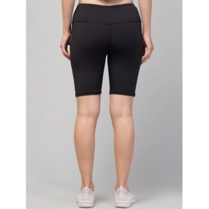 Generic Women's Polyester Solid Above Knee High-Rise Shorts (Black)