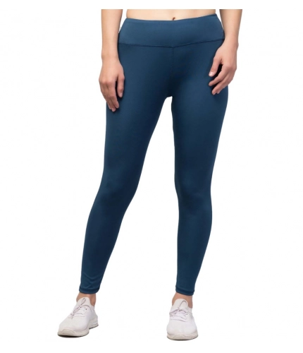Women's Polyester Solid Ankle Length High-Rise Tights (Teal)