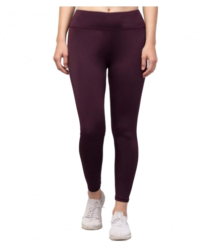 Women's Polyester Solid Ankle Length High-Rise Tights (Purple)