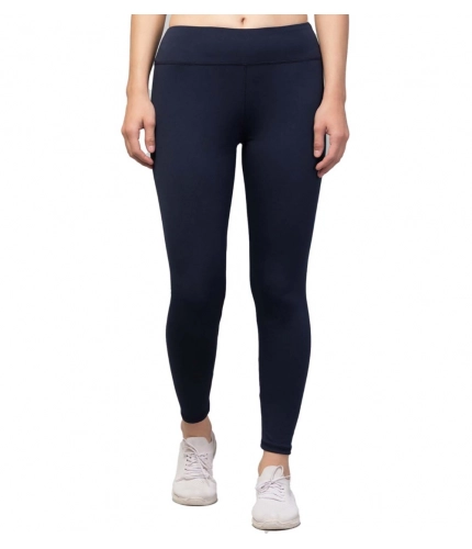 Women's Polyester Solid Ankle Length High-Rise Tights (Navy)