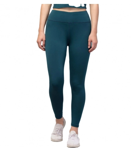 Women's Polyester Solid Ankle Length High-Rise Tights (Green)