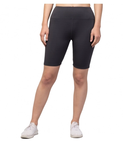Women's Polyester Solid Above Knee High-Rise Shorts (Grey)