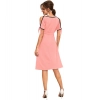 Dropship Women's Knitting stretchable Solid Round Neck Sleeveless Dress (Peach)