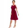 Dropship Women's Knitting stretchable Solid Round Neck Sleeveless Dress (Maroon)