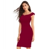 Dropship Women's Knitting stretchable Solid Round Neck Sleeveless Dress (Maroon)