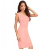 Dropship Women's Knitting stretchable Solid Round Neck Sleeveless Dress (Peach)