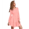 Dropship Women's Knitting stretchable Solid Round Neck Full Sleeve Dress (Peach)
